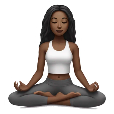 Black Girl with very long black hair in a yoga position  sticker