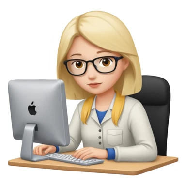 female student working on a computer. sticker