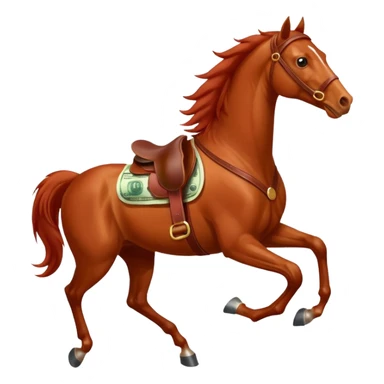 red horse agressive running money on the saddle sticker