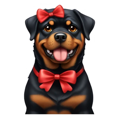 Chubby Rottweiler with red bow sticker