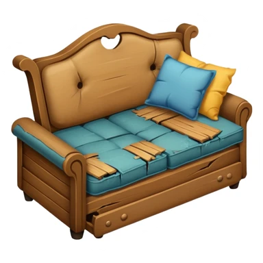 Broken bed and broken sofa sticker
