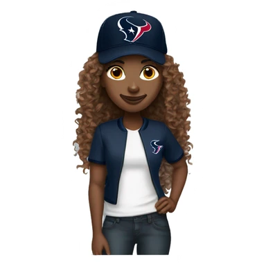HOUSTON TEXANS baseball hat woman with long curly hair  sticker