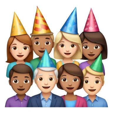 group of people wearing hats, cheerful expressions sticker