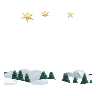 A landscape of snow mountains with three stars above the tallest mountain in the middle.  sticker