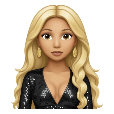 Tamar Braxton with long blonde hair, black sequin outfit sticker