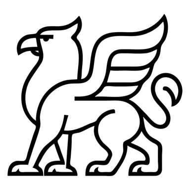griffin, black outlined icon style, minimalistic, no fill, clear lines sticker