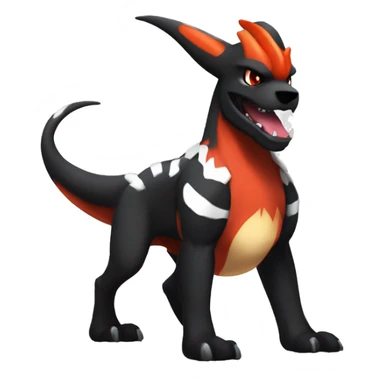 Black Cool Edgy Anthro Houndoom-Charizard Fakémon  with White and Red Edgy markings sticker