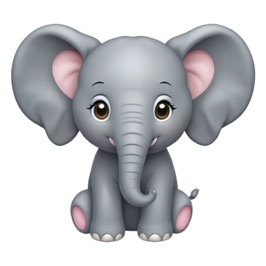 Cinematic Cute Baby Elephant Portrait Emoji, Head tilted playfully and inquisitively, featuring a velvety gray hide with oversized floppy ears and round, sparkling eyes filled with wonder, Simplified yet irresistibly adorable features, highly detailed, glowing with a warm, friendly glow, high shine, affectionate and spirited, stylized with a touch of playful charm, bright and endearing, soft glowing outline, capturing the essence of a mischievous yet loving baby elephant, so playful it feels like it could trundle out of the screen into your arms! sticker