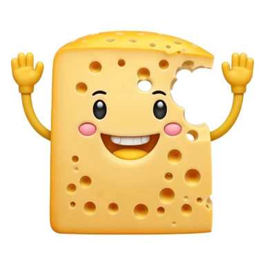 A cheese with arms and legs and gritted teethwith the arms being half circles sticker