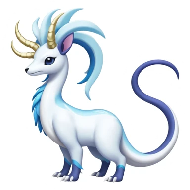 Shiny Glossy Pastel Light Divine Snaky Beautiful Floral Snowy Pretty Absol-Amaura-Suicune-Cobalion-fusion, full body sticker