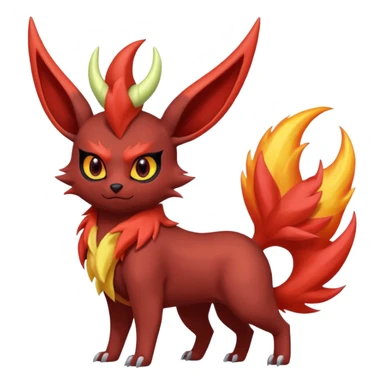 Pastel iridescent exotic colorful Darkrai-Scizor-Flareon-fusion with fiery horns and a Mohawk  sticker