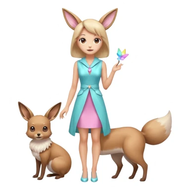 Kawaii Shiny Colorful Pastel Slender Elegant Sleek Thin Beautiful Gorgeous Pretty Mature Realistic Eevee Full Body sticker
