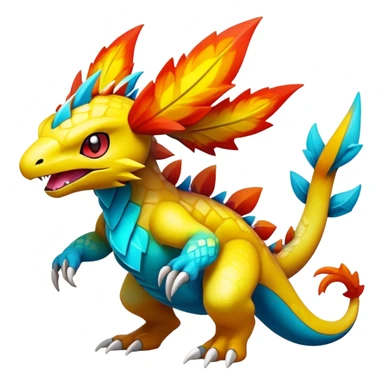 Elemental Exotic Vibrant Multicolored Pokémon-Fakémon-hybrid-creature (full body) sticker