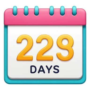 calendar with '2 days' in a playful font sticker