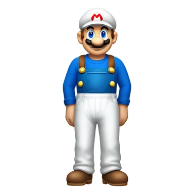 Super mario that has a blue shirt and white overalls  sticker