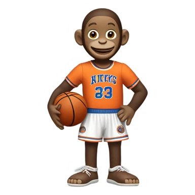    Curious George wearing a knicks jersey holding a basketball sticker