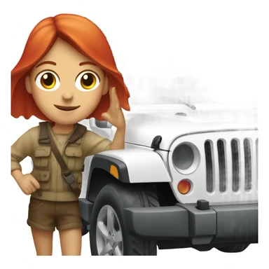 White Jeep with a red headed girl driving sticker
