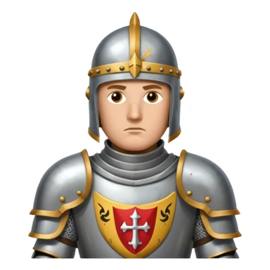 Hazme el emoji de un caballero medieval con actitud muy masculina en diversos estados de animos de los caballeros teutonicos pensativo sticker