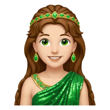 Terra, Goddess from Earth Roman Deities with long brown hair, green sequin toga sticker