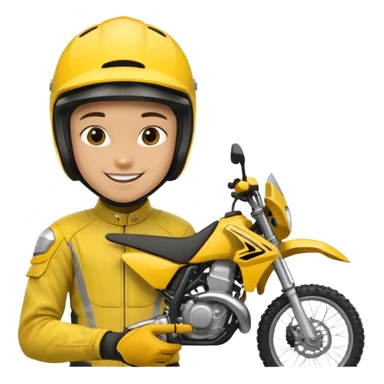 dirtbike rider in yellow gear signing autographs sticker