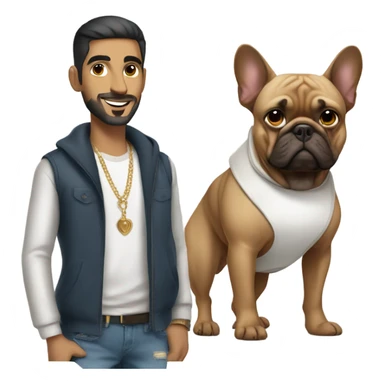 Arab guy with drip holding a French bulldog  sticker