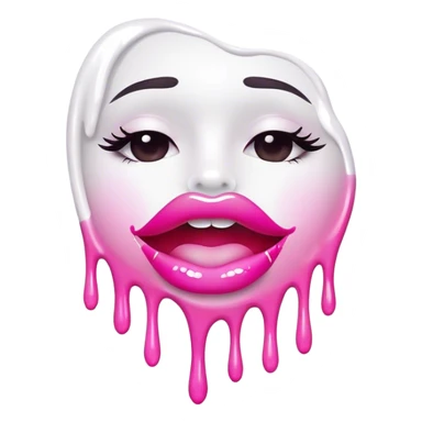 white paint dripping from floating pink ombre glossy lips sticker