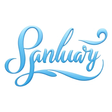 Light Blue “ hello January “ word in cursive sticker