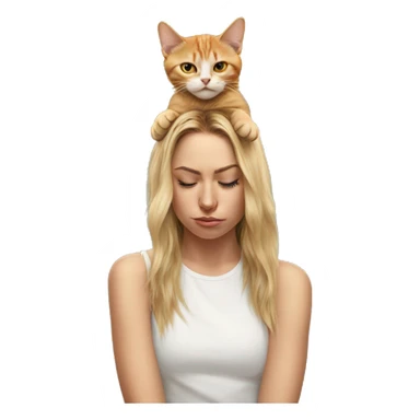 Cat on top of human head pulling her hair sticker