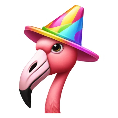 Flamingo with a party hat sticker