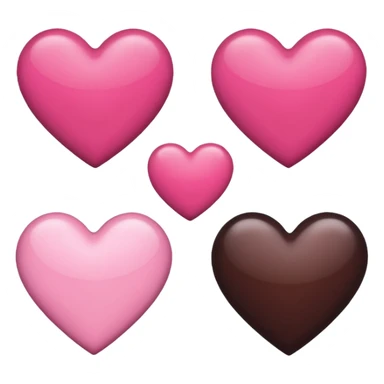 4 pink and dark brown hearts  sticker