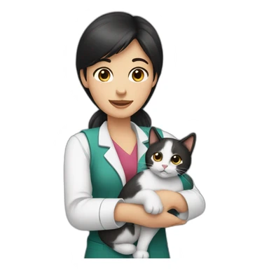 Dark haired Vet holding cat sticker
