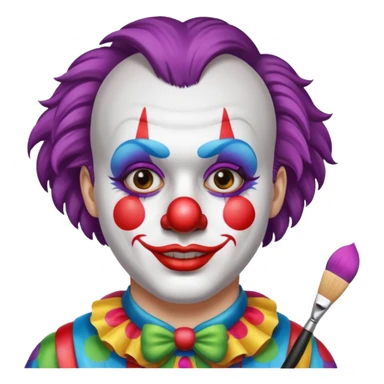 clown making up with brush half face painted sticker