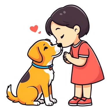 a girl kissing dog  sticker