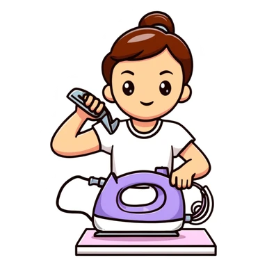 girl lifting a clothes iron sticker