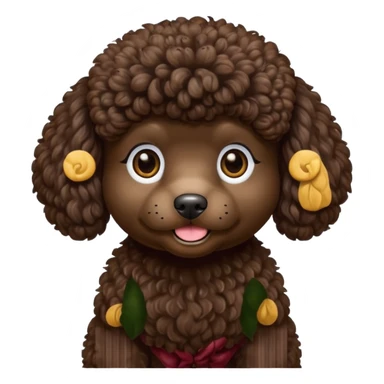 Dark brown Mini French poodle  sticker