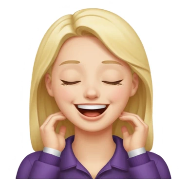 laughing with hand on neck and eyes closed sticker