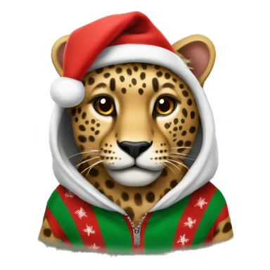 leapoard wearing a christmas hoodie sticker