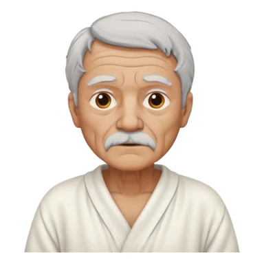 An old man made out of clay and wearing a white nightgown sticker