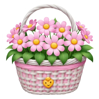 Pink flowers in a white basket sticker