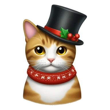 Cat wearing Christmas sweater and top hat  sticker