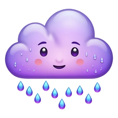 Slack gif emoji of cloud with purple rain drops falling down, but almost dancing down sticker