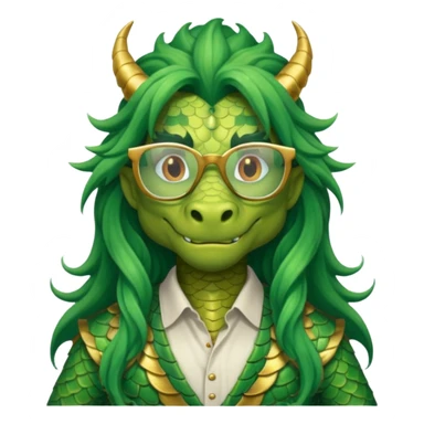 long hair dragon with shirt and glasses sticker