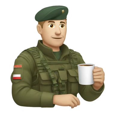A Russian soldier drinks coffee sticker
