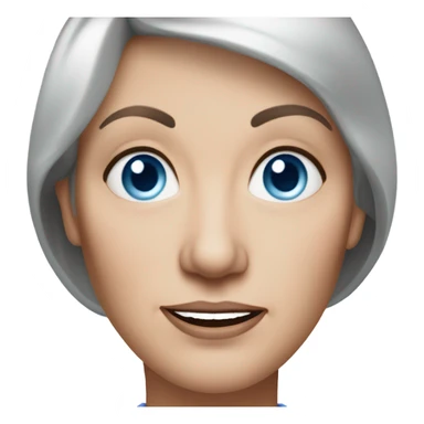 realistic portrait of a older woman with blue eyes more brown hair and less silver sticker