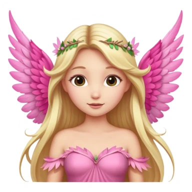 Fairy long blonde hair pink long dress large wings sticker