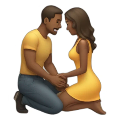 Man on knees facing woman sticker
