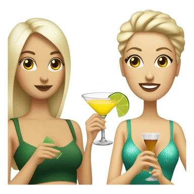 One blonde white woman with a martini, one dirty blonde white woman with a margarita, and one brunette white woman drinking a pina colada  sticker