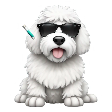 sheepadoodle smoking cigarette wearing sunglasses sticker