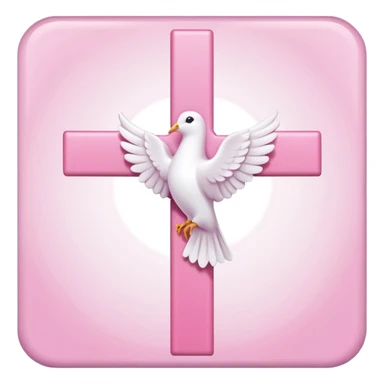 Pink and white simple cross with a dove outline sticker