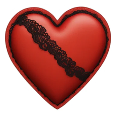 Red leather heart with black lace border sticker